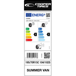 Kup opony letnie 195/70R15C Cooper Summer Van – pewność i bezpieczeństwo na każdą pogodę